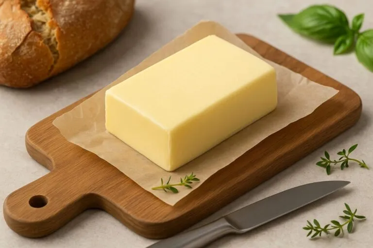 Mantequilla de Soria en envase artesanal disponible en Lidl y Makro, sobre fondo de cocina saludable