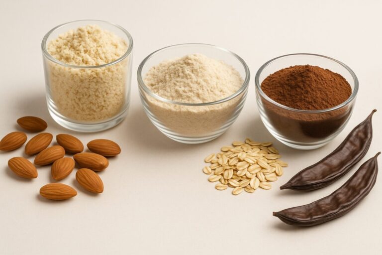 res harinas sin gluten nutritivas sobre fondo claro