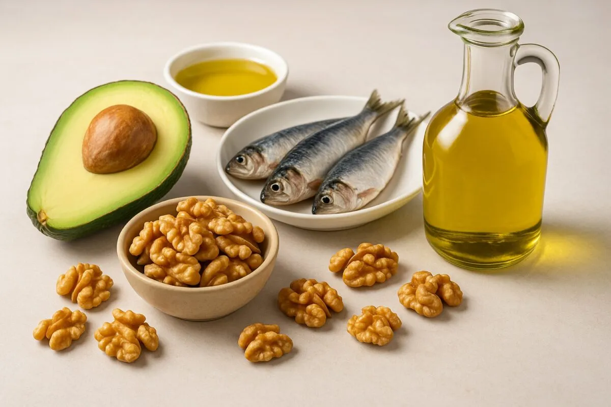 Alimentos con grasa saludable como aguacate, nueces y pescado azul, clave para la salud cerebral