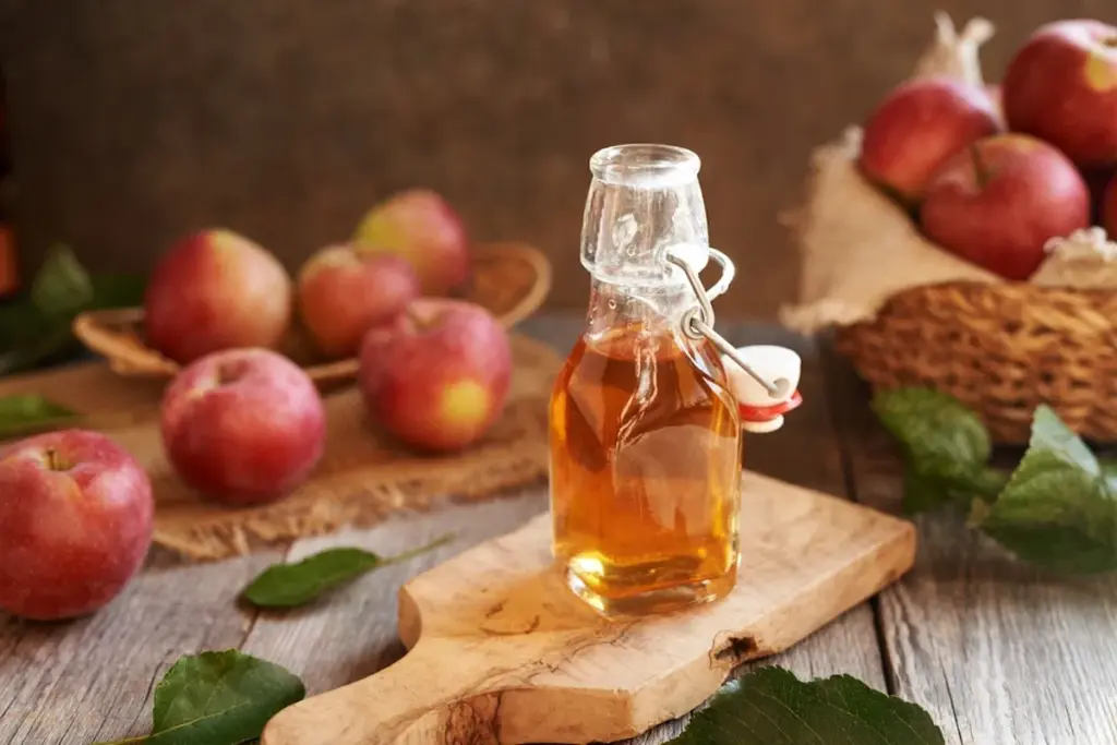 Vinagre de sidra de manzana usado como aderezo dentro de una alimentación equilibrada y basada en evidencia científica