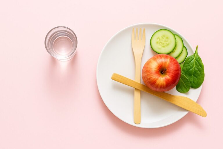 Plato con alimentos saludables para apoyar el colágeno durante el ayuno intermitente