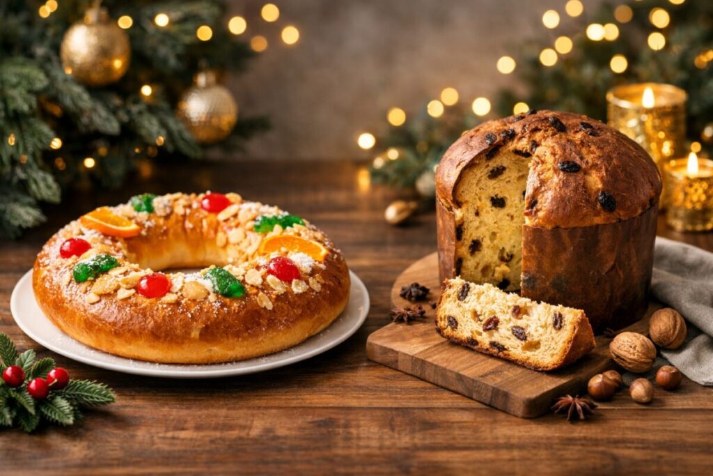 Comparativa nutricional entre roscón y panettone, dos postres navideños típicos