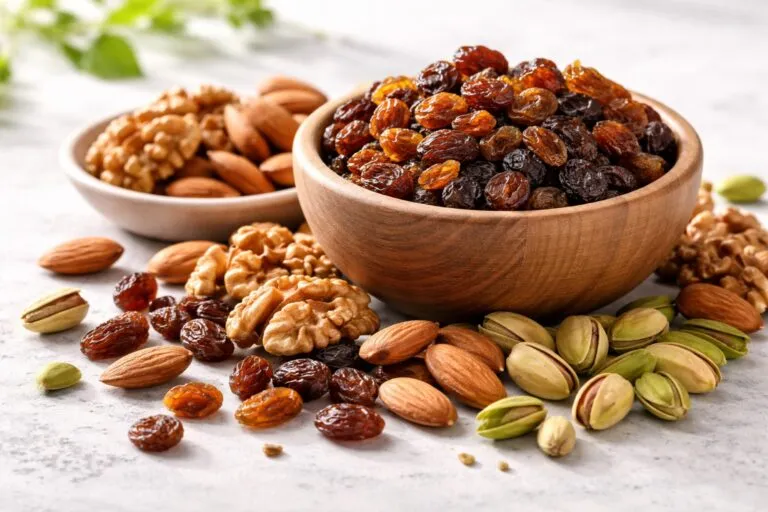 Nutrición frutos secos pasas de uva y almendras para apoyar músculo y huesos en dieta deportiva Uruguay