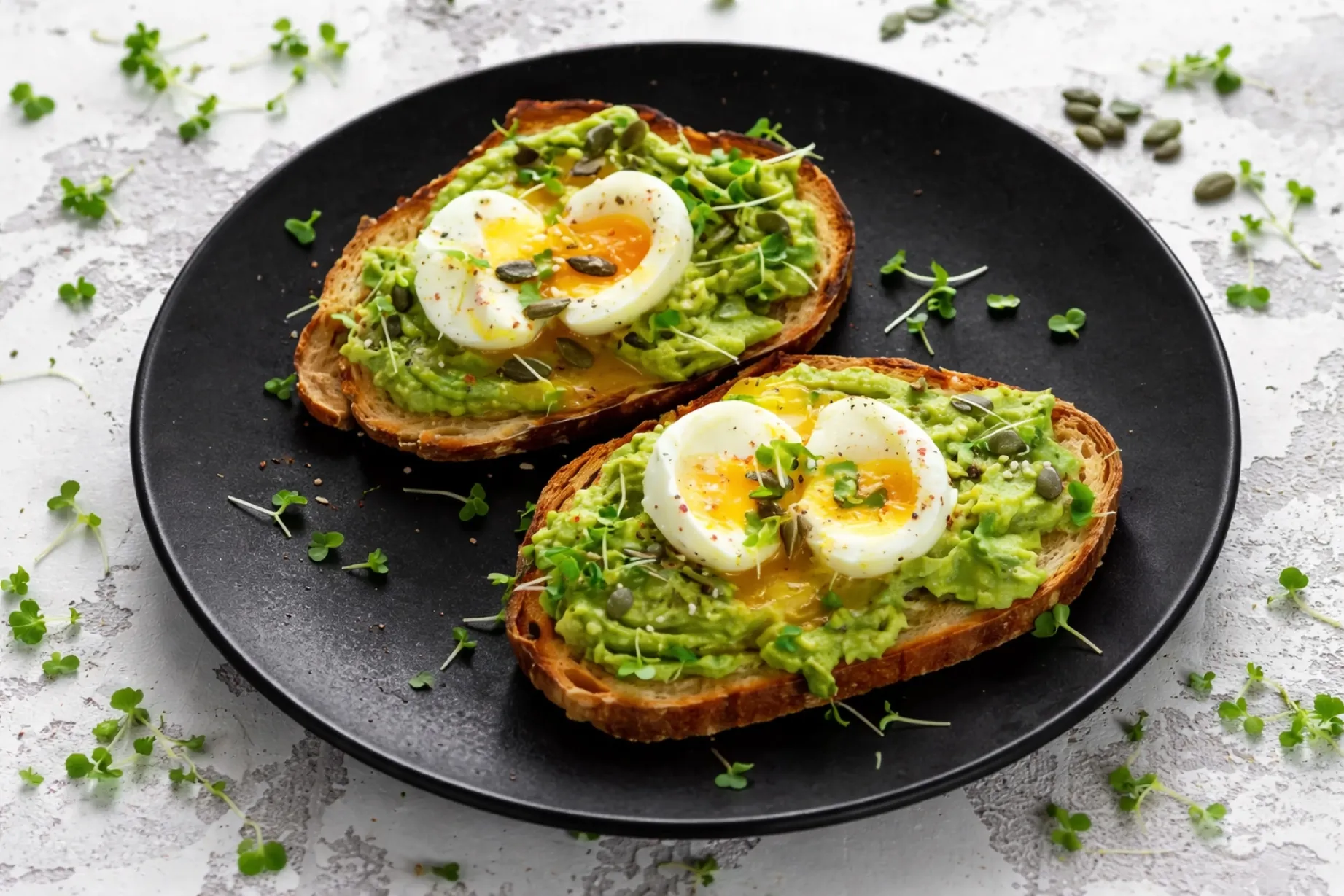 Plato con cuatro huevos al día acompañado de verduras, mostrando beneficios nutricionales para salud y saciedad