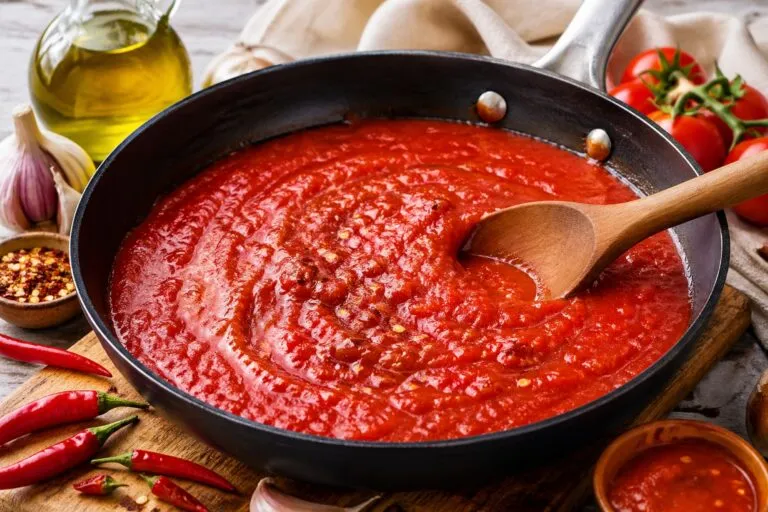 Tomate frito picante con salsa suave que mejora sabor y aporta licopeno y capsaicina beneficiosos