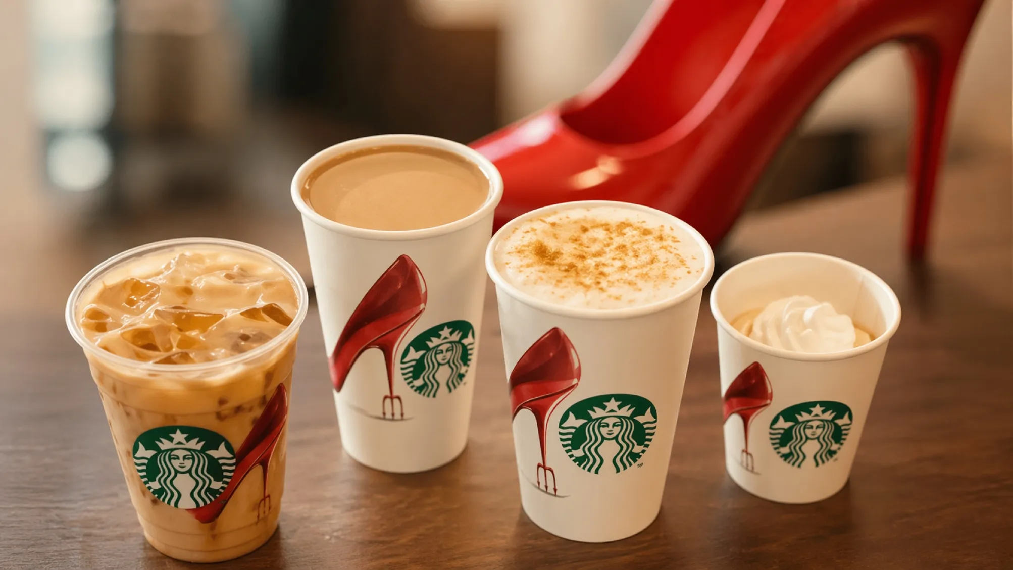 Bebidas Starbucks inspiradas en cine con alto contenido calórico y azúcar en un entorno moderno