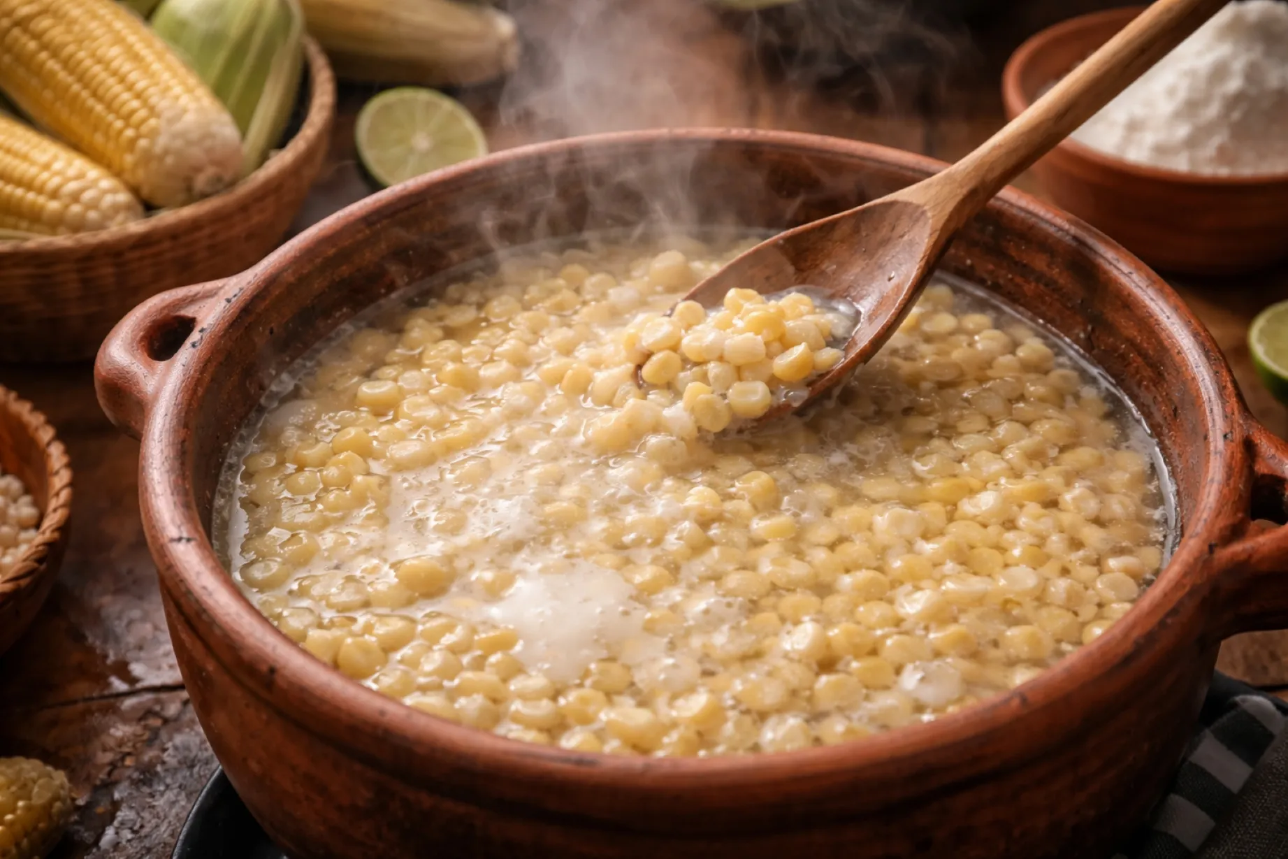 Proceso de cal hidratada en alimentos mexicanos mejora nutrientes del maíz