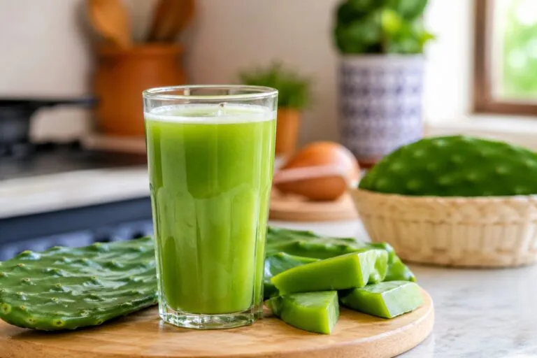 Nopal en jugo ayuda a controlar glucosa y mejorar digestión con fibra y antioxidantes