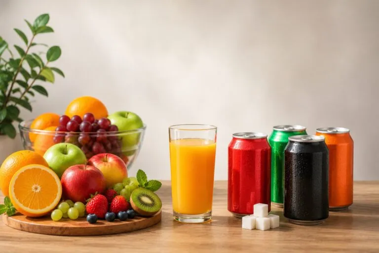 Comparación entre azúcar en jugos naturales y refrescos dentro de hábitos de consumo saludable