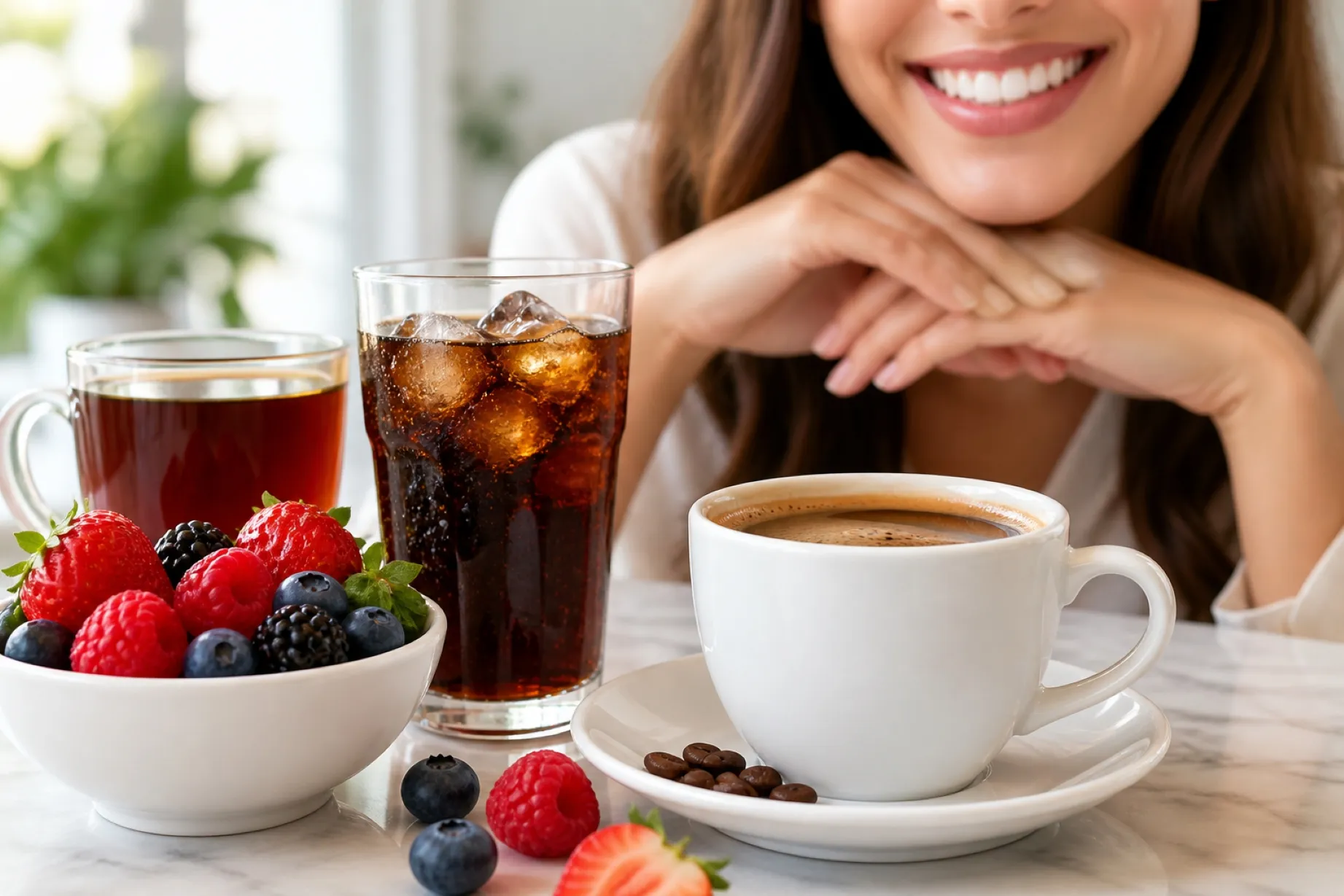 alimentos que manchan los dientes como café y refrescos afectan el esmalte dental