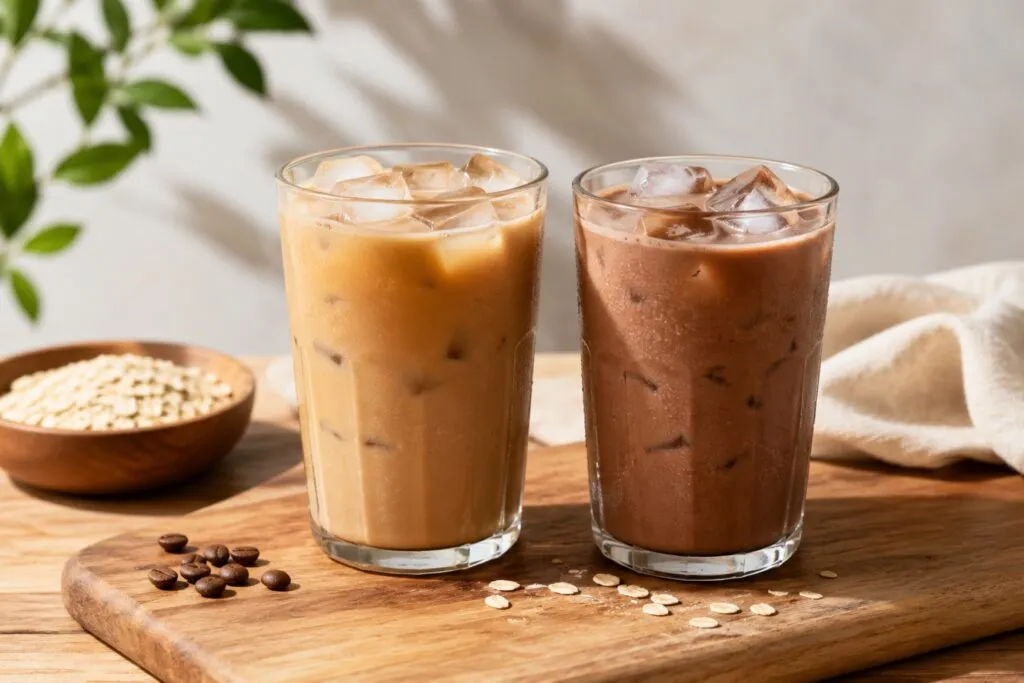 Bebidas frías saludables con ingredientes vegetales y opciones refrescantes para una alimentación equilibrada.