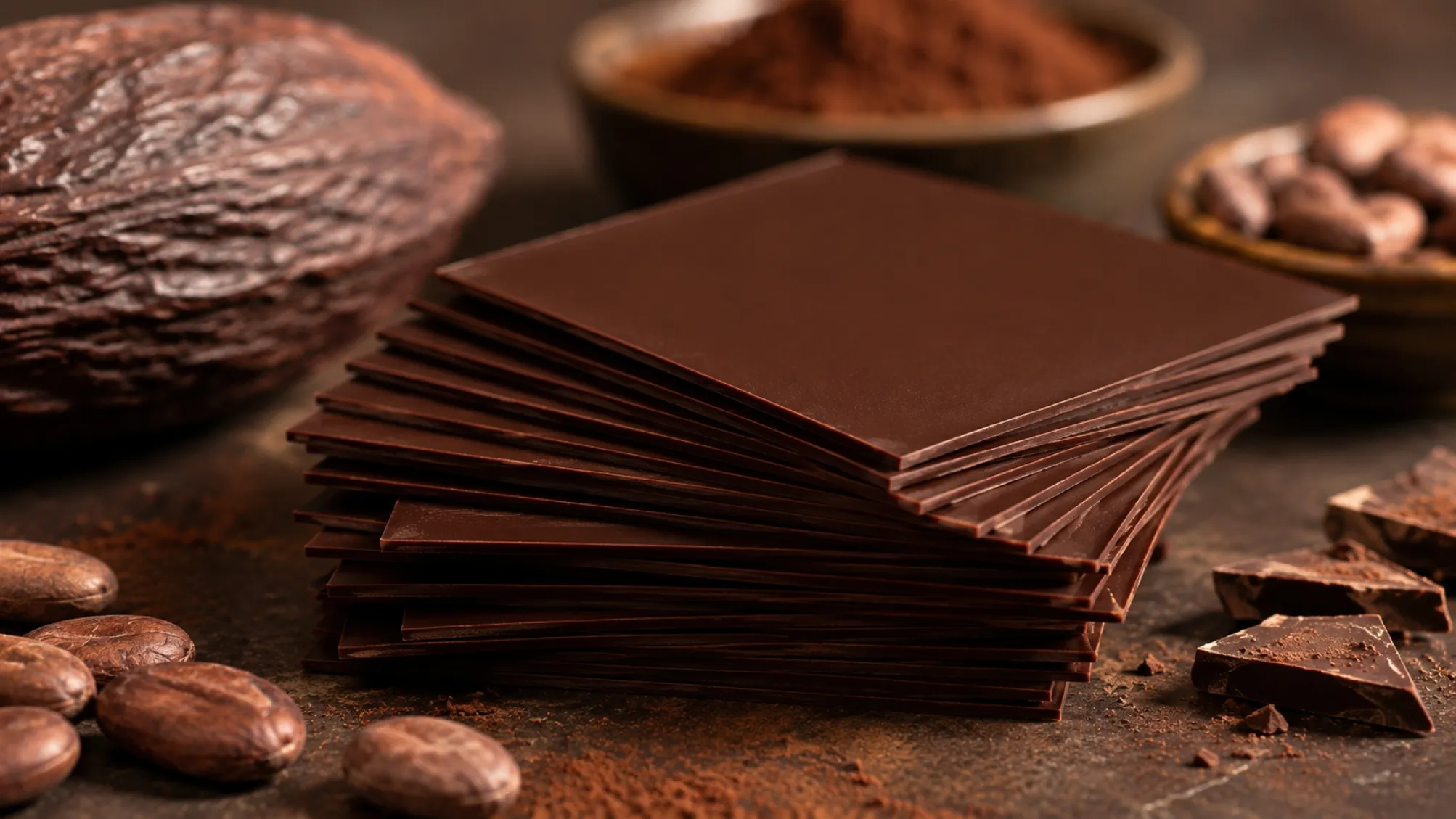 Chocolate fino elaborado con cacao y presentado como parte de una alimentación equilibrada
