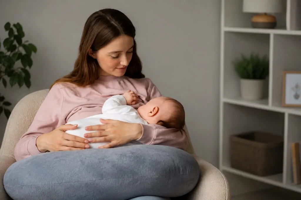 Madre amamantando a su bebé como parte de las acciones para promover la lactancia materna y la salud infantil en Querétaro.
