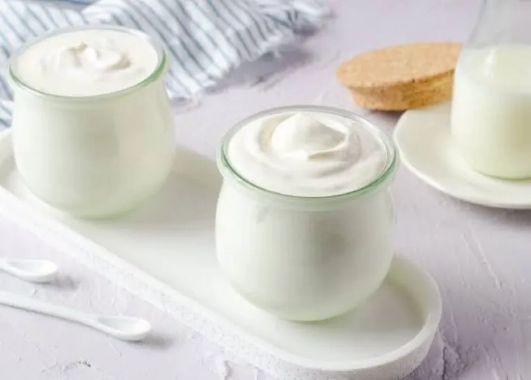 Yogurt natural con proteína y calcio acompañado de fruta, avena y nueces como parte de una alimentación saludable.