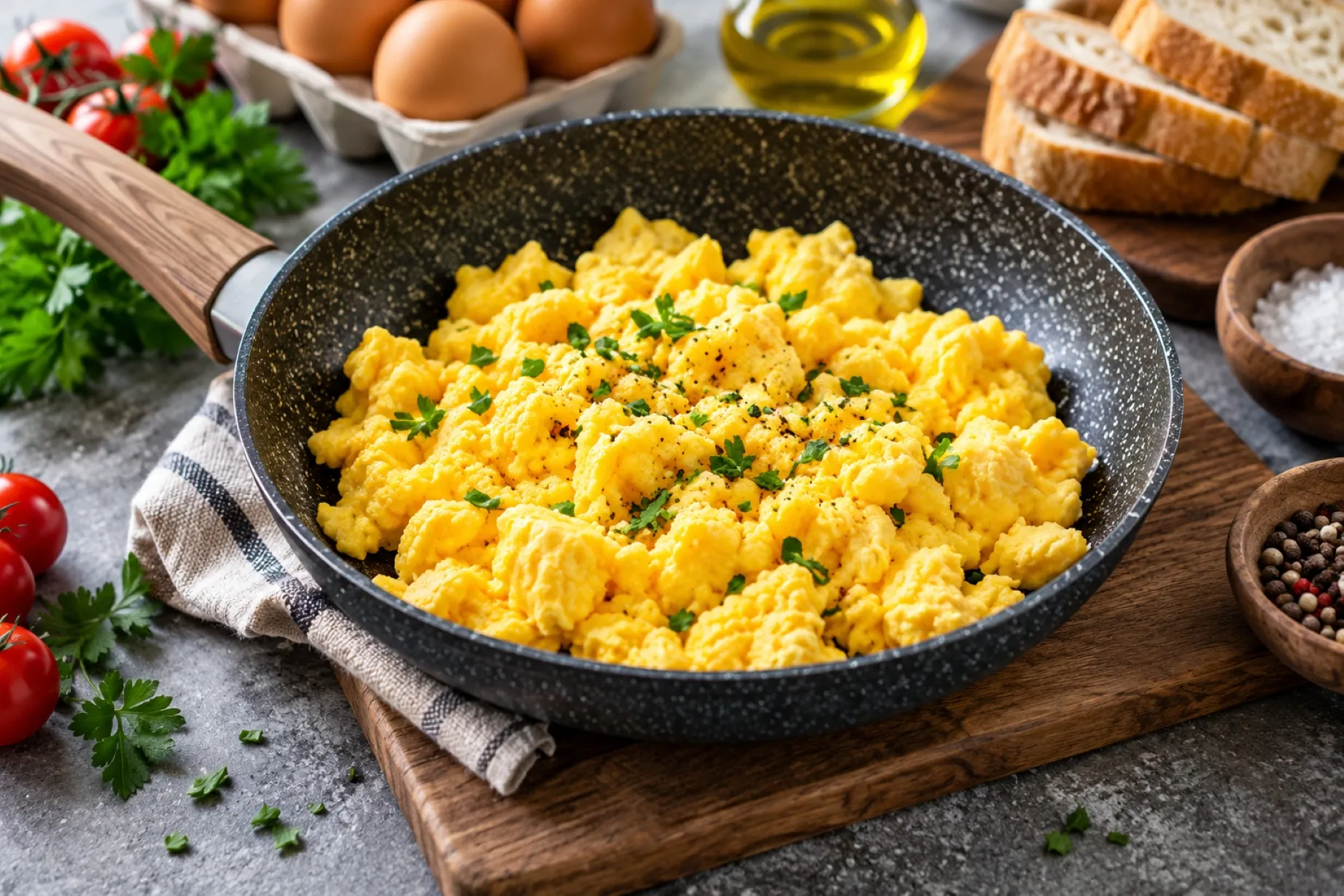 Desayuno con proteína preparado con huevo y otros alimentos para lograr un aporte nutricional más completo