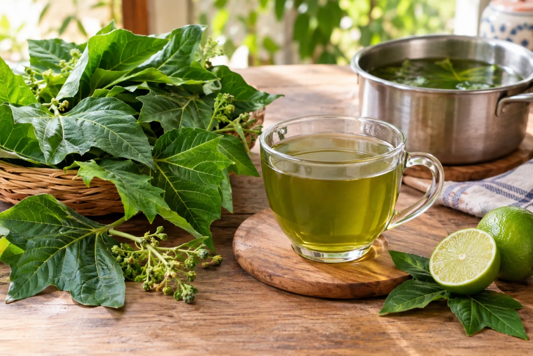 Infusión de chaya con nutrientes y compuestos vegetales