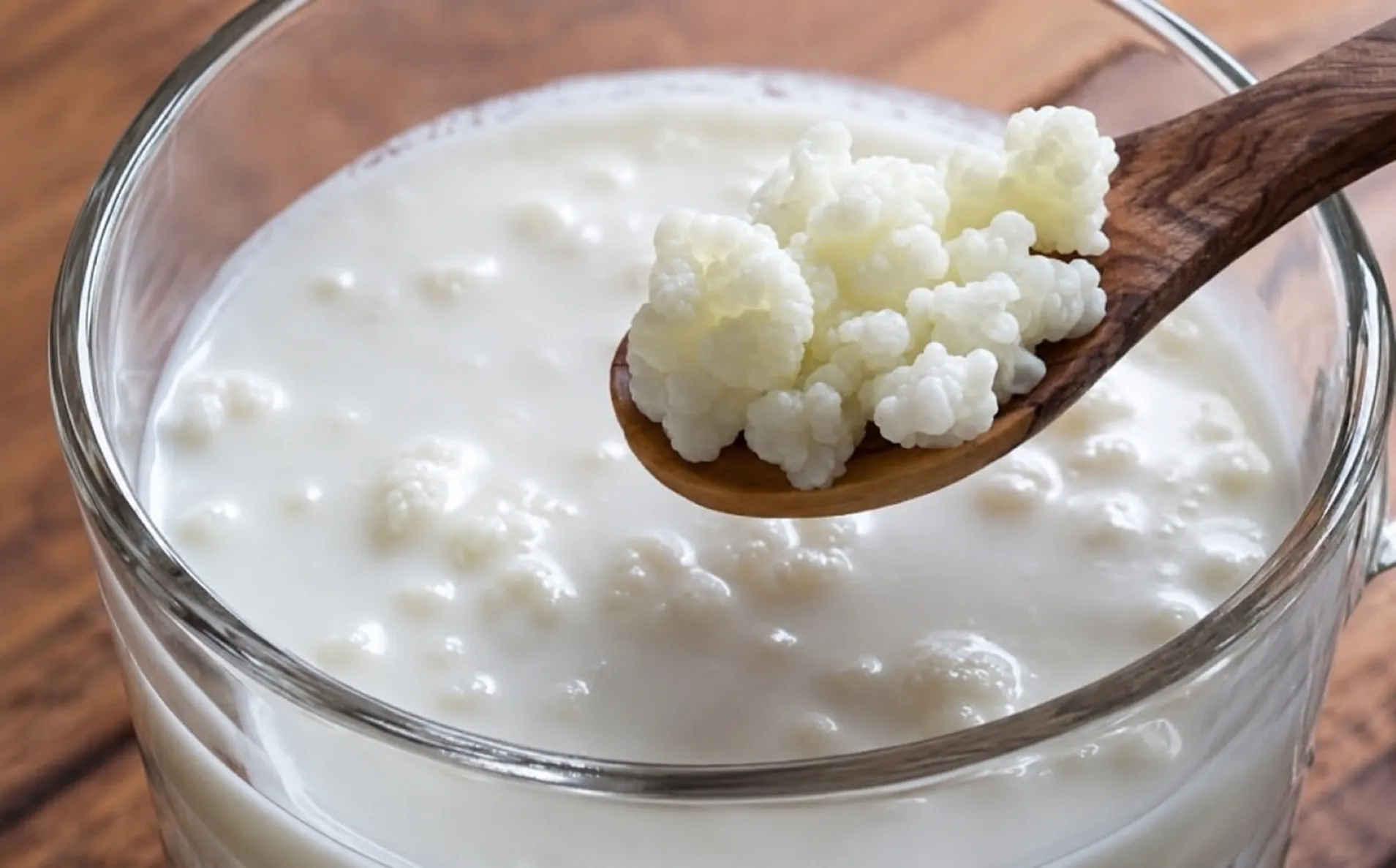 Kéfir con bacterias y levaduras vivas relacionado con microbiota, digestión y salud intestinal
