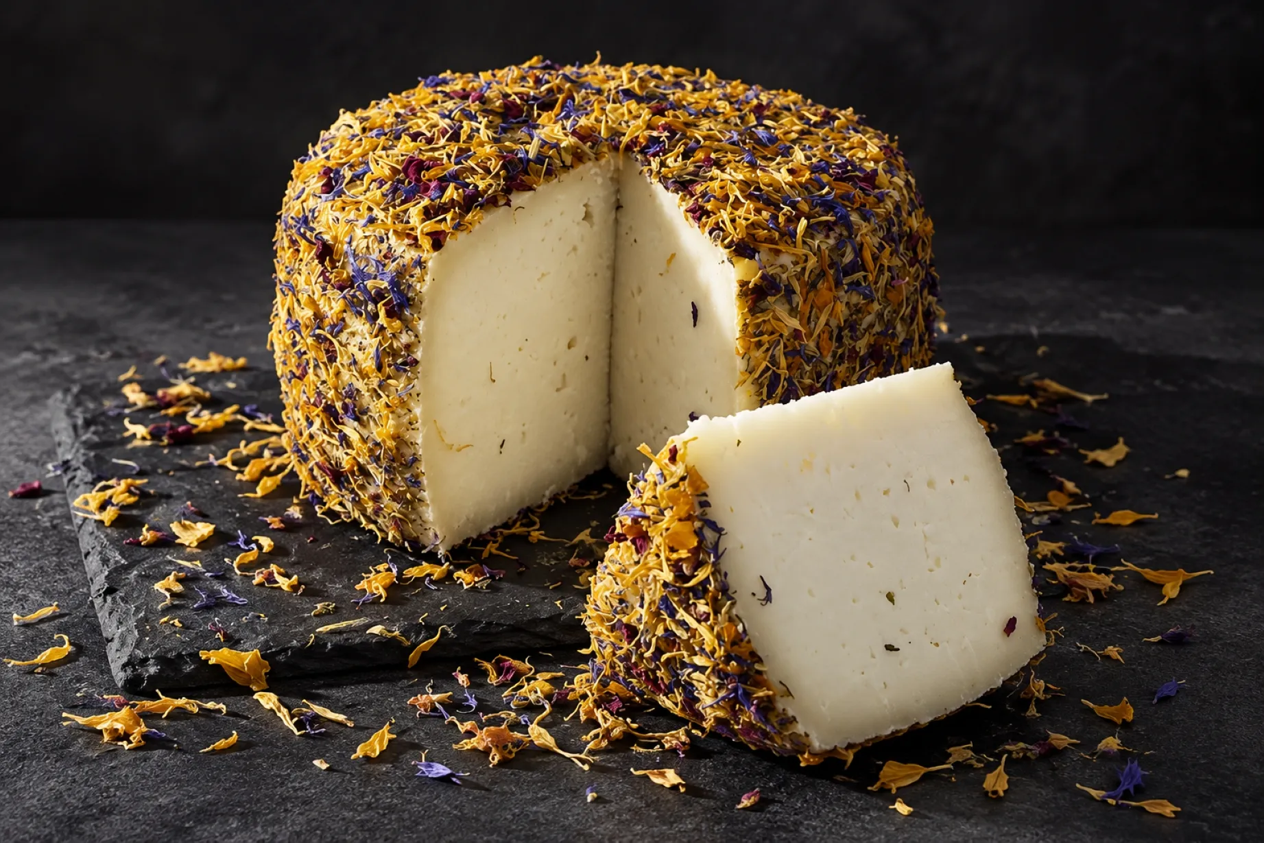 Queso de cabra malagueño artesanal presentado para un certamen gastronómico dedicado a productores de España.