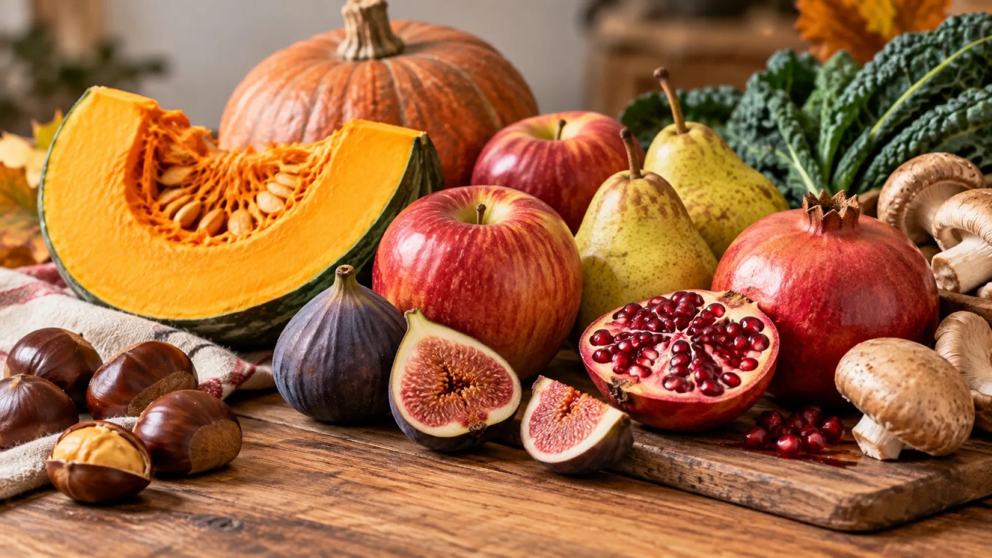 Frutas y verduras de otoño que aportan fibra y nutrientes a la alimentación